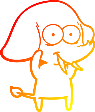 Bir insan tarafından çizilmiş mutlu bir filin sıcak çizgi çizimi