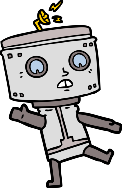 Bir insan tarafından çizilmiş çizgi film robotu