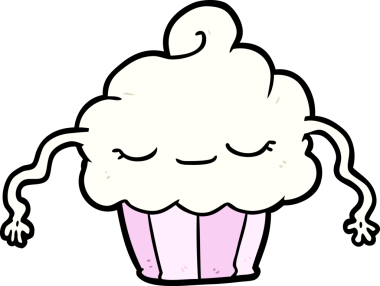 Bir insan tarafından çizilmiş komik bir kek.