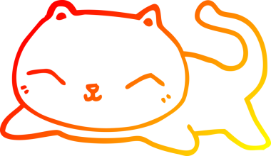 Bir insan tarafından çizilmiş çizgi film kedisinin sıcak çizgi çizimi