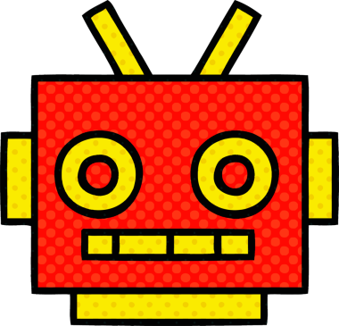 Bir insan tarafından çizilmiş robot kafanın çizgi romanı.