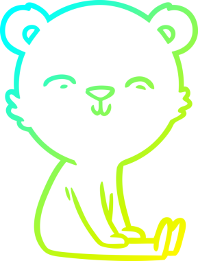 Bir insan tarafından çizilmiş mutlu bir kutup ayısının soğuk çizgi çizimi.