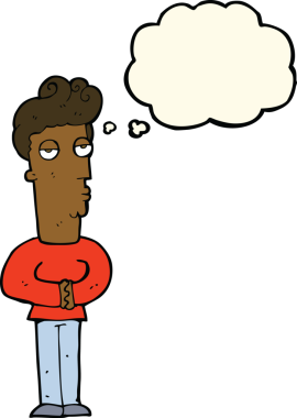 Bir insan tarafından çizilmiş düşünce baloncuğu olan kibirli bir adam.