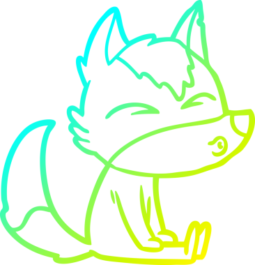 Bir insan tarafından çizilmiş bir kurt çizgi filminin soğuk gradyan çizimi