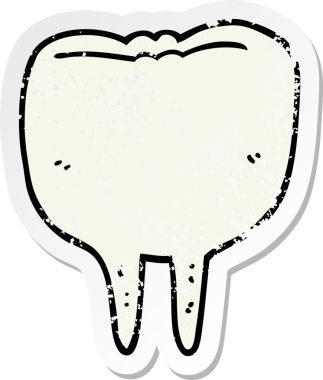 Bir insan tarafından çizilmiş bir çizgi film dişinin sıkıntılı çıkartması.