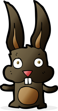 Bir insan tarafından çizilmiş çizgi film tavşanı