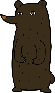 Bir insan tarafından çizilmiş komik karikatür kara ayı.