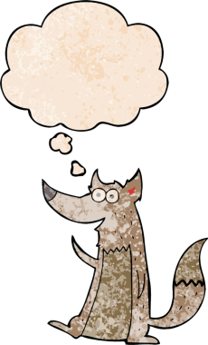 Bir insan tarafından çizilmiş grunge desenli düşünce baloncuğu olan çizgi film kurdu.