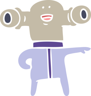 Bir insan tarafından çizilmiş düz renkli çizgi film uzaylısı.