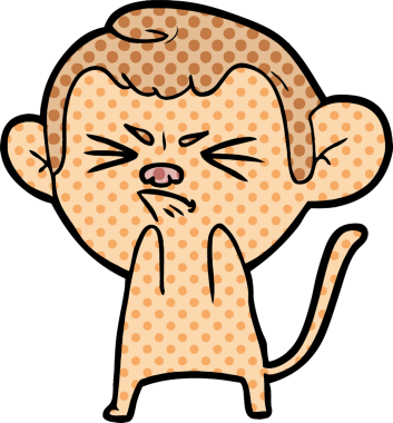 Bir insan tarafından çizilmiş sinir bozucu bir maymun.