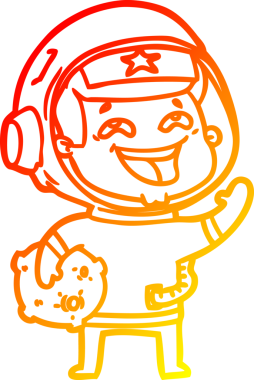 Bir insan tarafından çizilmiş gülen astronotun sıcak çizgi çizimi