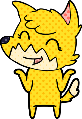 Bir insan tarafından çizilmiş mutlu çizgi film tilkisi.