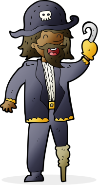 Bir insan tarafından çizilmiş korsan kaptan.