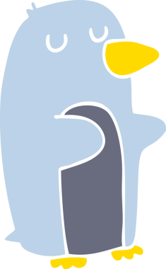 Bir insan tarafından çizilmiş düz renk çizgi film pengueni