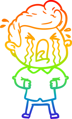 Bir insan tarafından çizilmiş ağlayan bir adamın çizdiği gökkuşağı gradyan çizgisi.