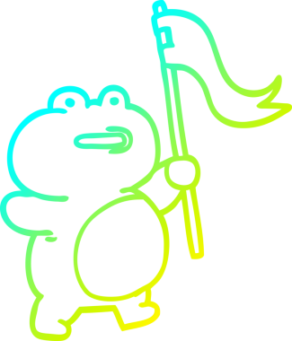 Bir insan tarafından çizilmiş komik bir kurbağanın soğuk çizgi çizimi.