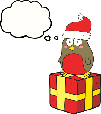 Bir insan tarafından çizilmiş serbest çizim düşünce balonu Robin çizgi filmi