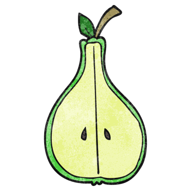 El yapımı karikatür. Bir insan tarafından çizilmiş yarım armut.