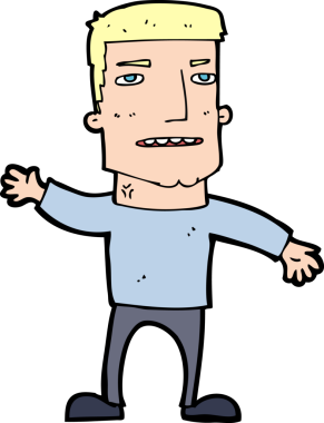 Bir insan tarafından çizilmiş stresli bir adamı sallayan çizgi film