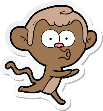 Bir insan tarafından çizilmiş korna çalan bir maymunun çıkartması.