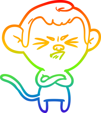 Gökkuşağı gradyan çizgi çizimi bir insan tarafından çizilmiş sinir bozucu bir maymun