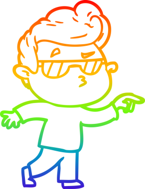 Gökkuşağı gradyan çizimi. Bir insan tarafından çizilmiş havalı bir adamın çizimi.