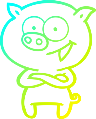 Bir insan tarafından çizilmiş neşeli bir domuz çizgi filmi.