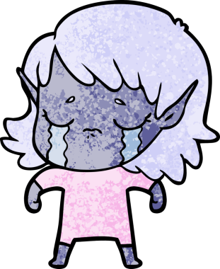 Bir insan tarafından çizilmiş ağlayan elf kızı.