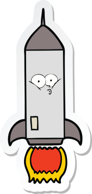 Bir insan tarafından çizilmiş bir roketin çıkartması.