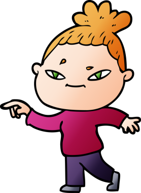 Bir insan tarafından çizilmiş karikatür kadın.