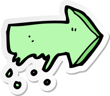 Bir insan tarafından çizilmiş sümüksü ok sembolünün çıkartması.