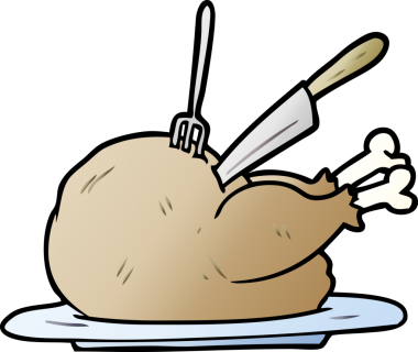 Bir insan tarafından oyulmuş hindili çizgi film.