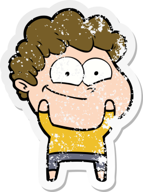 Bir insan tarafından çizilmiş mutlu bir adamın sıkıntılı çıkartması.