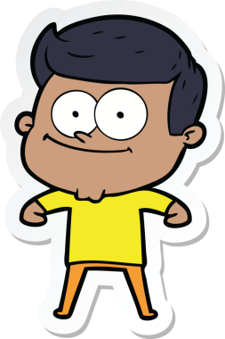 Bir insan tarafından çizilmiş mutlu bir adamın çıkartması.