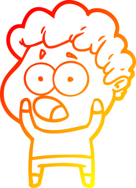 Bir insan tarafından şaşırtılarak çizilen çizgi film karakterinin sıcak çizgi çizimi.