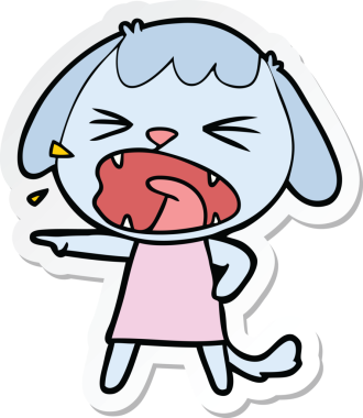 Bir insan tarafından çizilmiş şirin bir köpeğin çıkartması.