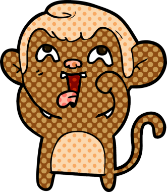 Bir insan tarafından çizilmiş çılgın çizgi film maymunu