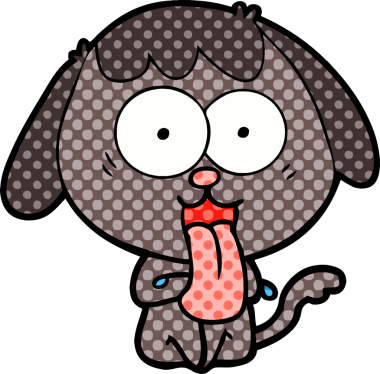 Bir insan tarafından çizilmiş şirin bir çizgi film köpeği.