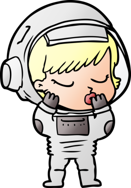 Bir insan tarafından çizilmiş güzel astronot kız.