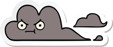 Bir insan tarafından çizilmiş şirin bir fırtına bulutunun çıkartması.