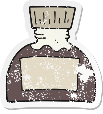 Bir insan tarafından çizilmiş karikatür mürekkebi etiketi.