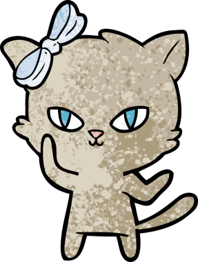 Bir insan tarafından çizilmiş sevimli çizgi film kedisi.