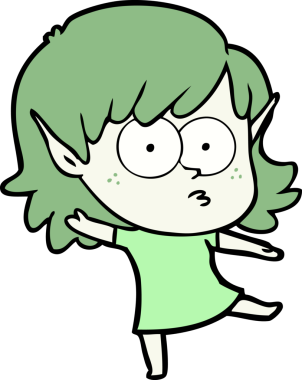 Bir insan tarafından çizilmiş çizgi film kızı.