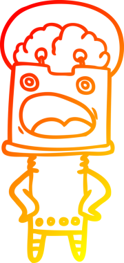 Bir insan tarafından çizilen çizgi film robotunun sıcak çizgi çizimi