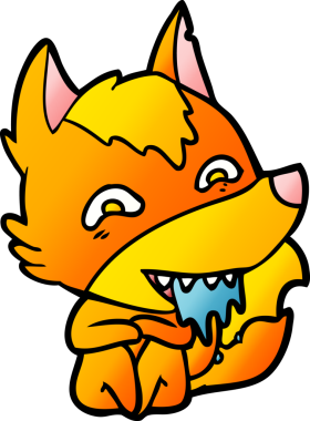 Bir insan tarafından çizilmiş tilki çizgi film karakteri