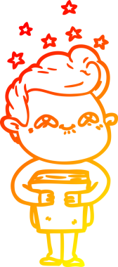 Bir insan tarafından çizilmiş, heyecanlı bir çizgi film çizimi.