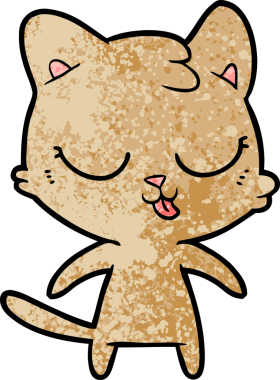 Bir insan tarafından çizilmiş sevimli çizgi film kedisi.