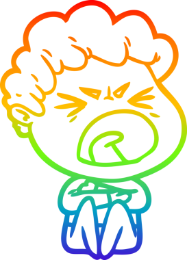 Bir insan tarafından çizilmiş öfkeli bir adamın çizdiği gökkuşağı gradyan çizgisi.