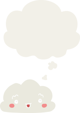 Düşünce baloncuğu olan karikatür bulutu insan tarafından çizilmiş.