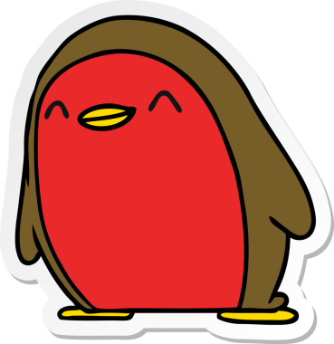 Bir insan tarafından çizilmiş serbest sticker çizgi film Şirin kawaii kırmızı robin